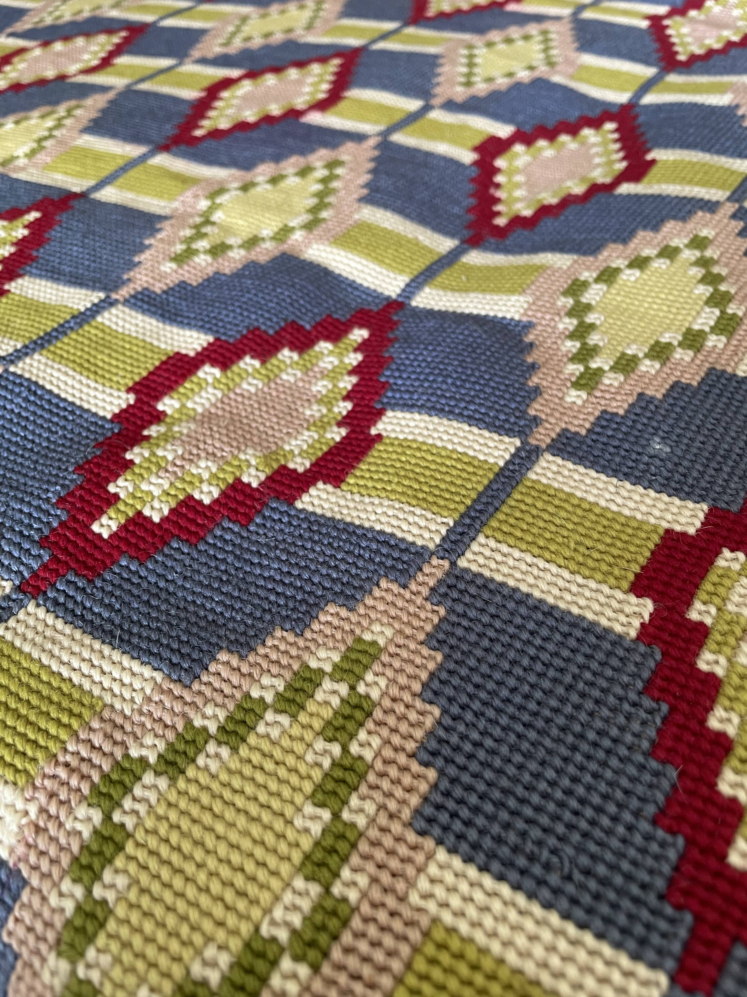 Swedish 1940-50 ‘s Needle point Flat Wall Rug 80x118cm