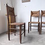 Set of 6 straw and oak Beauche chairs.