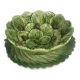 Leaf and strawberry-shaped bowl/strainer.