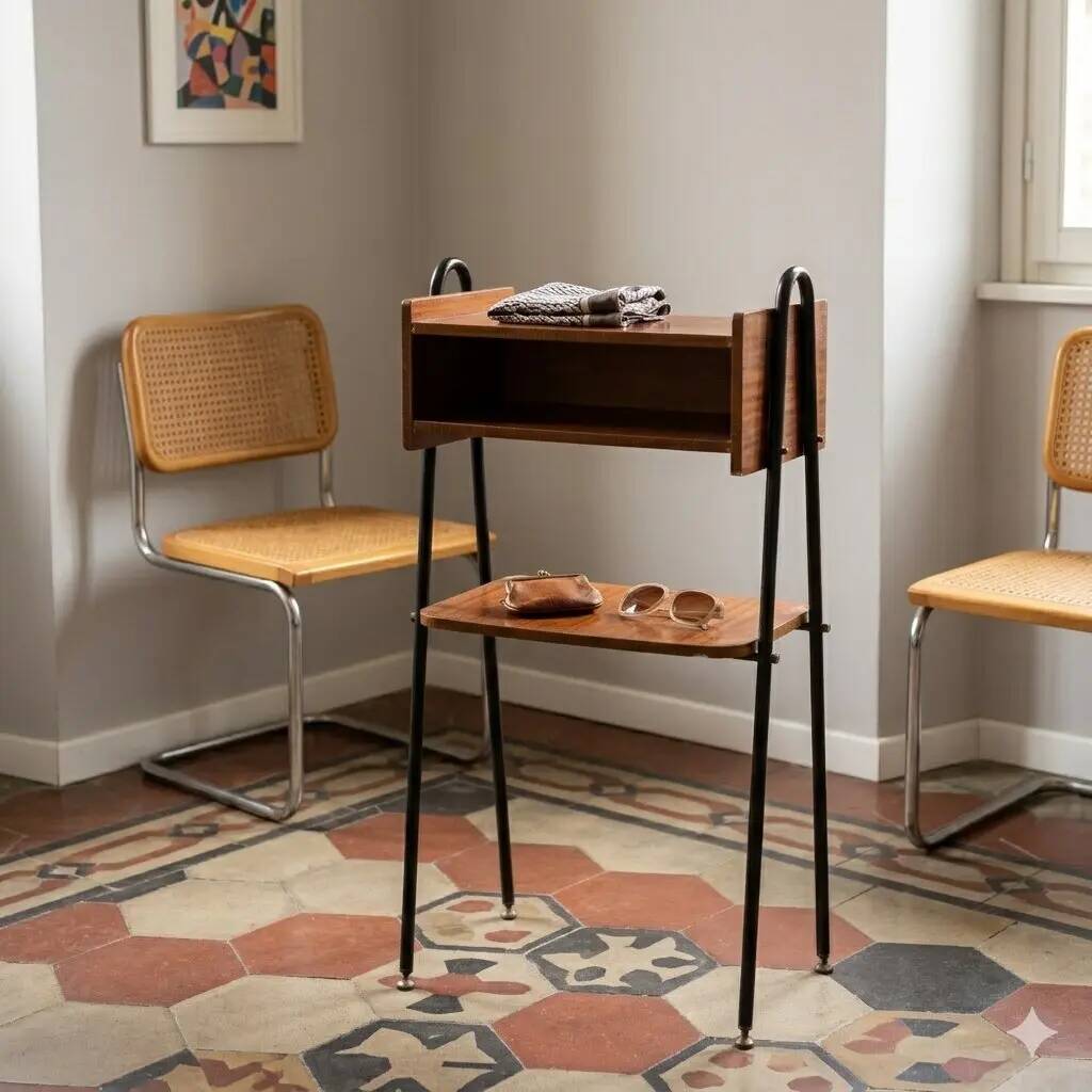Small vintage piece from the 1960s in mahogany veneer, Italy.