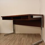 Vintage teak and chrome metal desk circa 1970