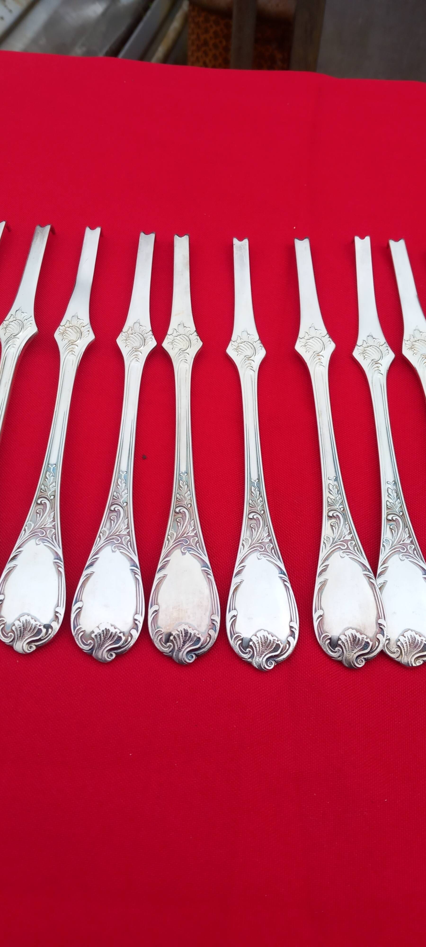 Christofle 12 lobster curettes - marly model - silver metal