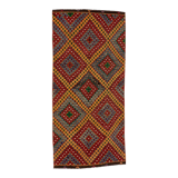 Large Vintage Turkish Kilim Rug 376x172 cm Wool Jajim Kelim