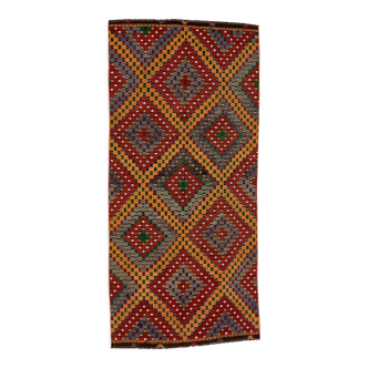 Tapis kilim turc vintage 376x172 cm laine jajim kelim