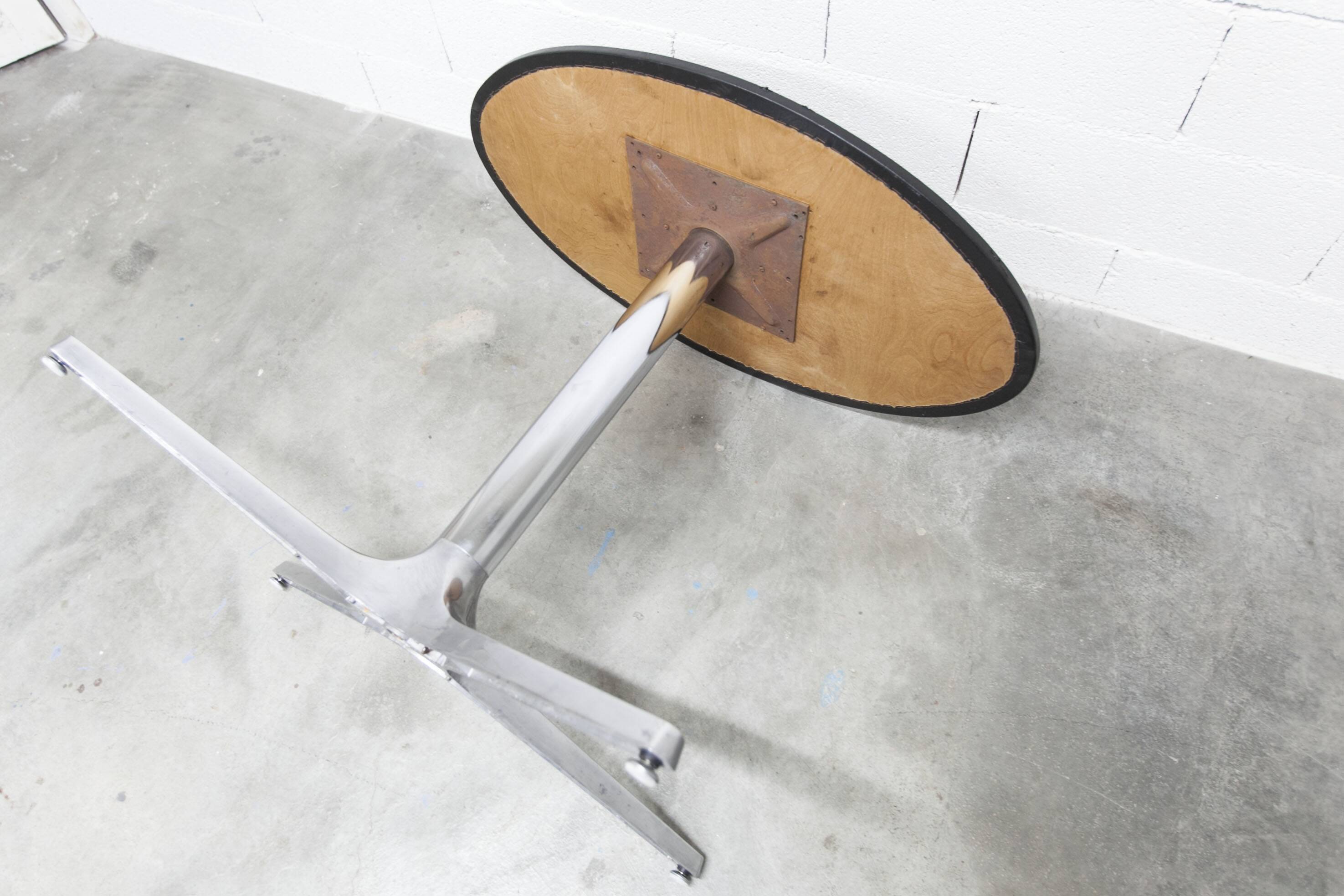 Roche Bobois oval table 1970 smoked glass chrome legs 152x117 cm