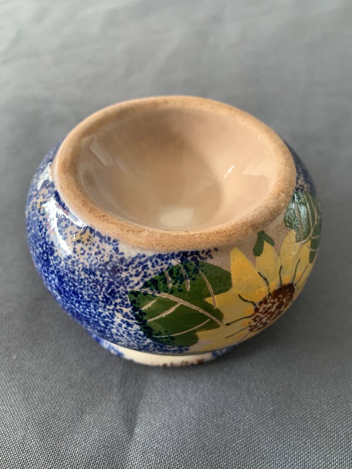 cendrier marocain décor fleurs bleu/jaune/vert