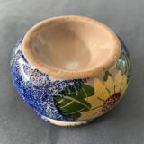 Moroccan ashtray decorated with blue/yellow/green flowers