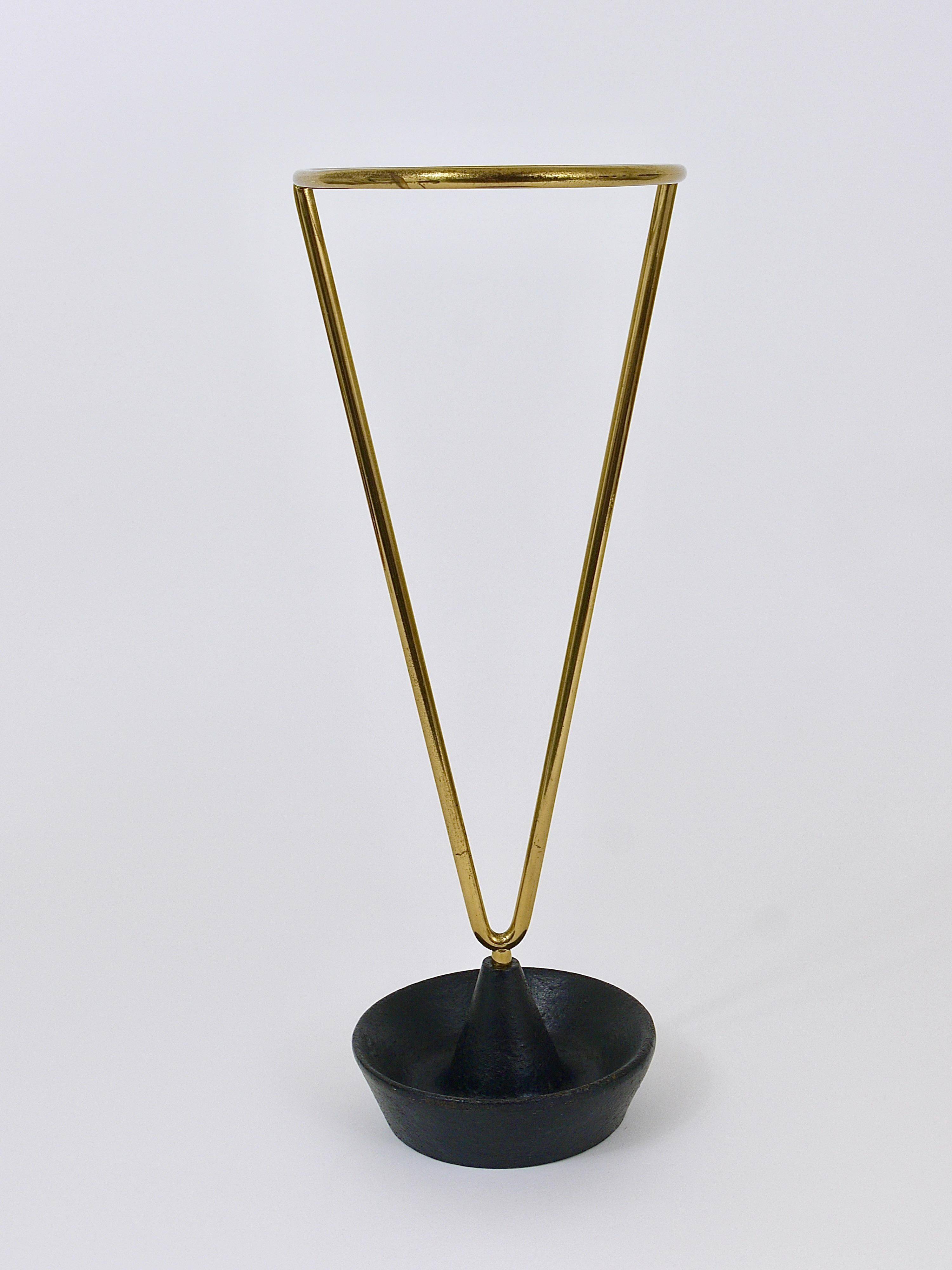 Carl Auböck Umbrella Stand in Brass and Cast Iron, Mid-Century, Austria, 1950s