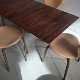 Arne Jacobsen Rosewood Drop leave Table with chairs Fritz Hansen
