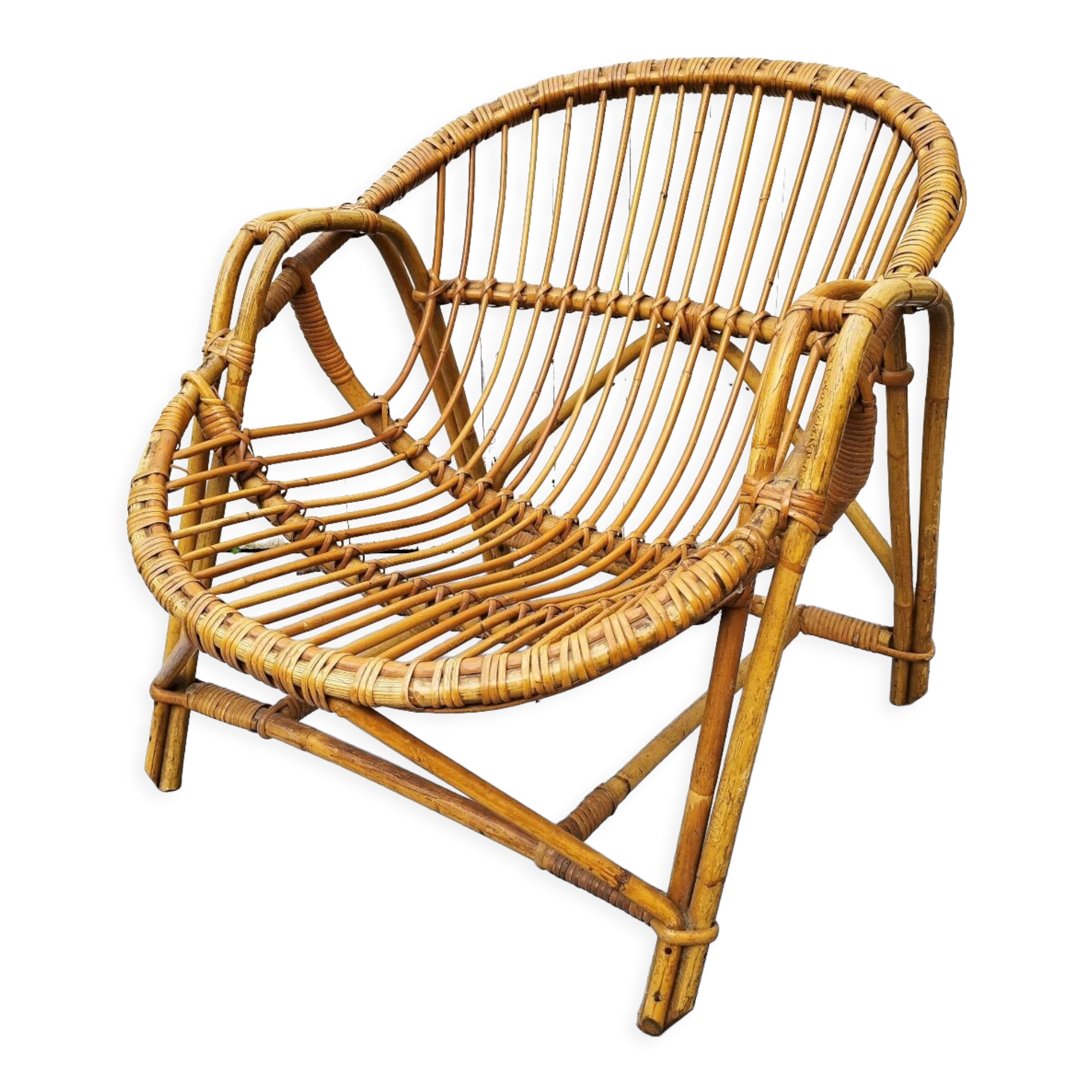 Vintage rattan armchair 70's