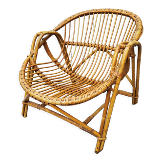 Vintage rattan armchair 70's