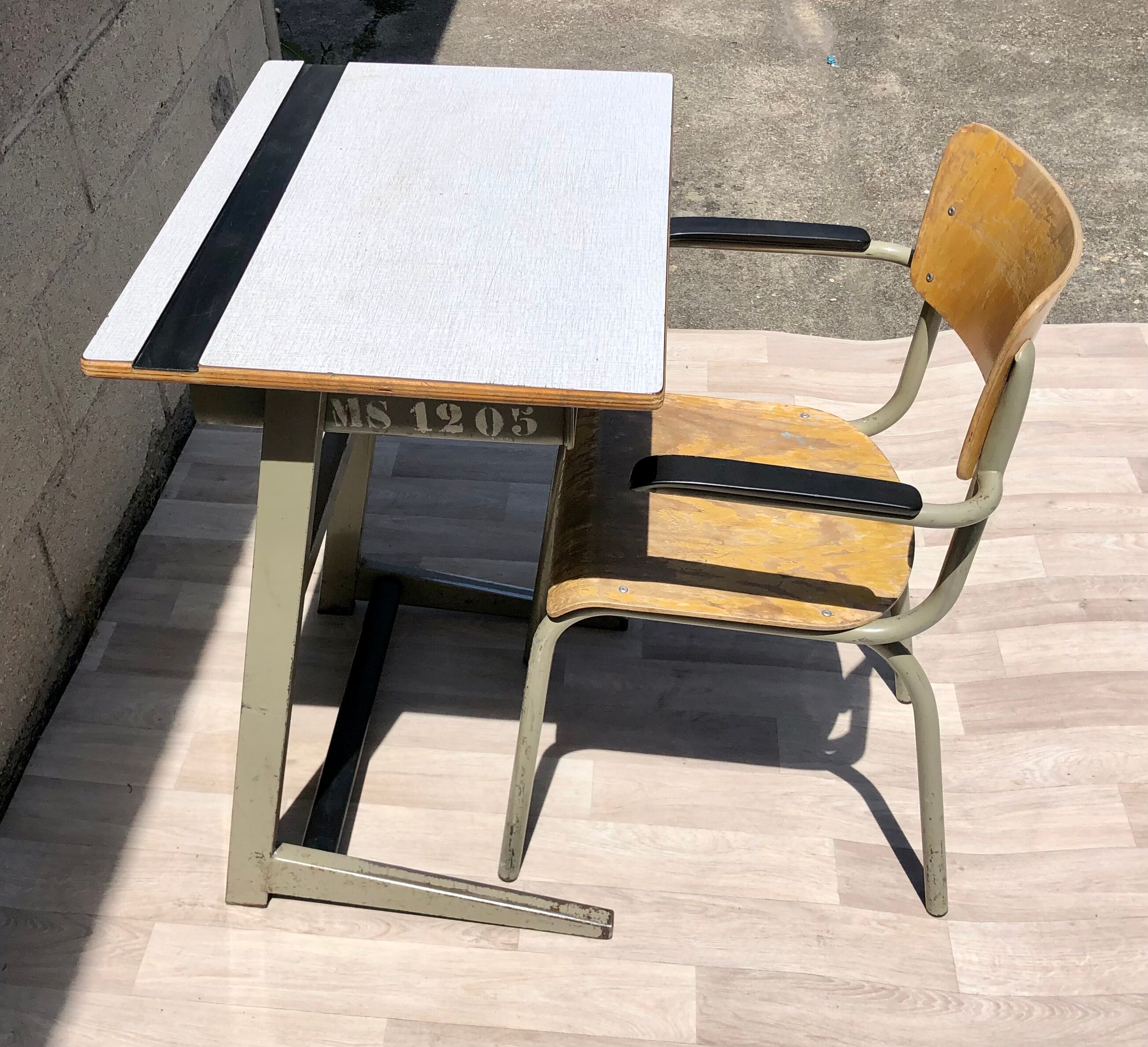 Vintage elbe industrial school office 1960 & tubax chair