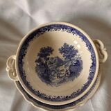 Villeroy and Boch Burgeland blue soup cups with underplates