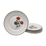 6 Flat porcelain plates "Moulin des Loups" Beaulieu model