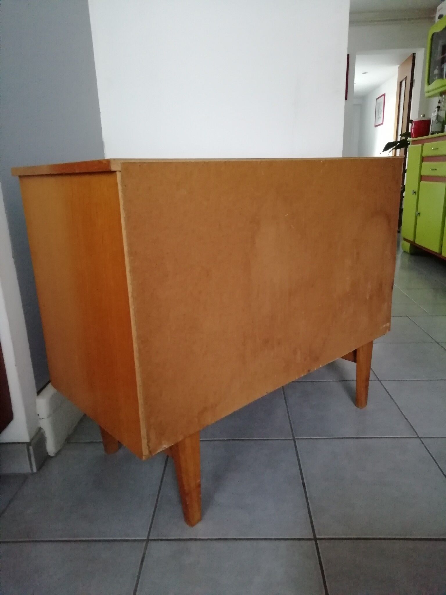 Wood and rattan dresser, 60s