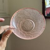 5 art deco cups pink old glass