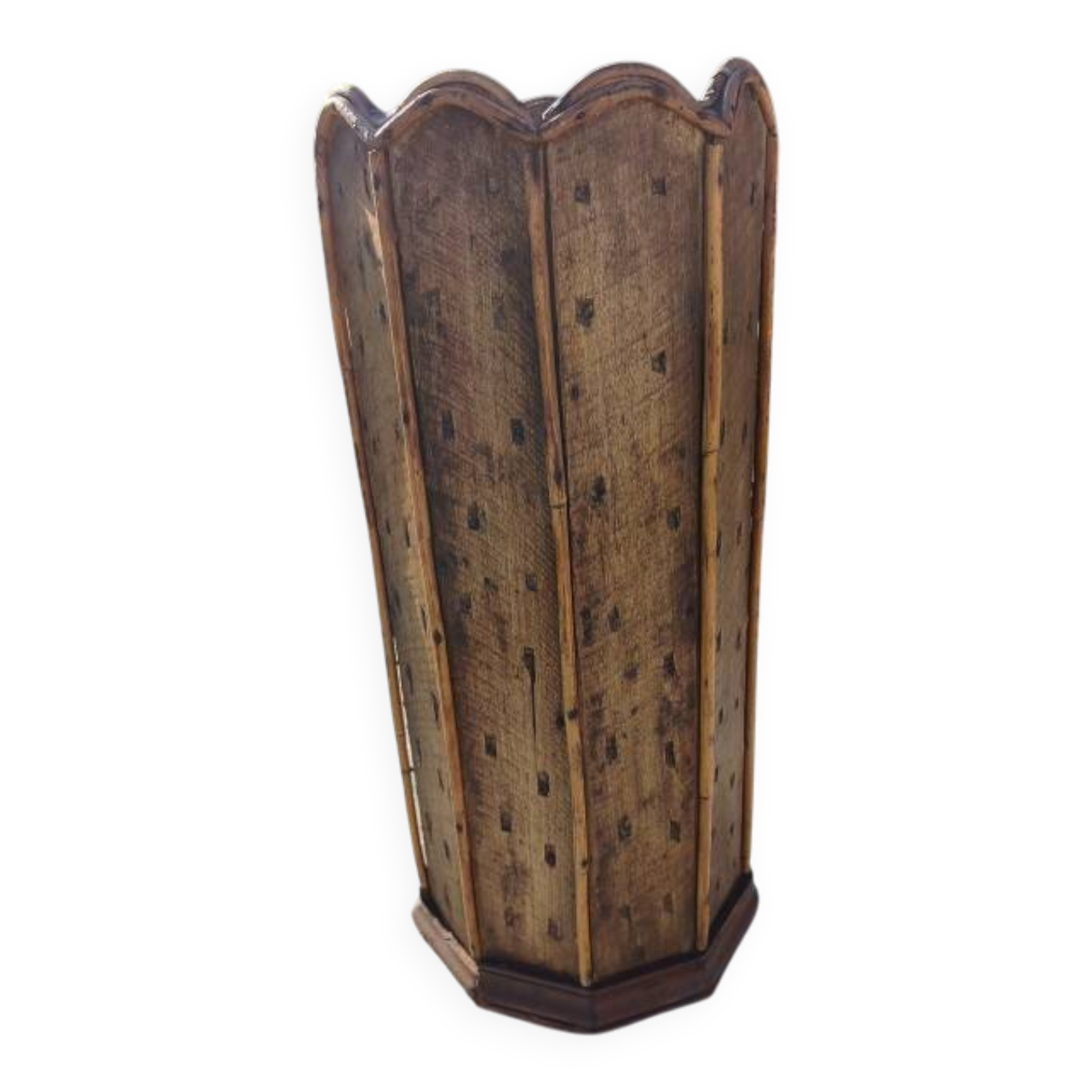 Wood and rattan umbrella stand