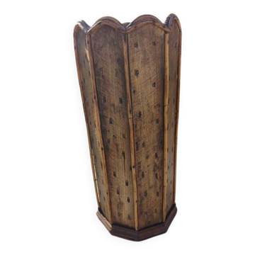 Wood and rattan umbrella stand