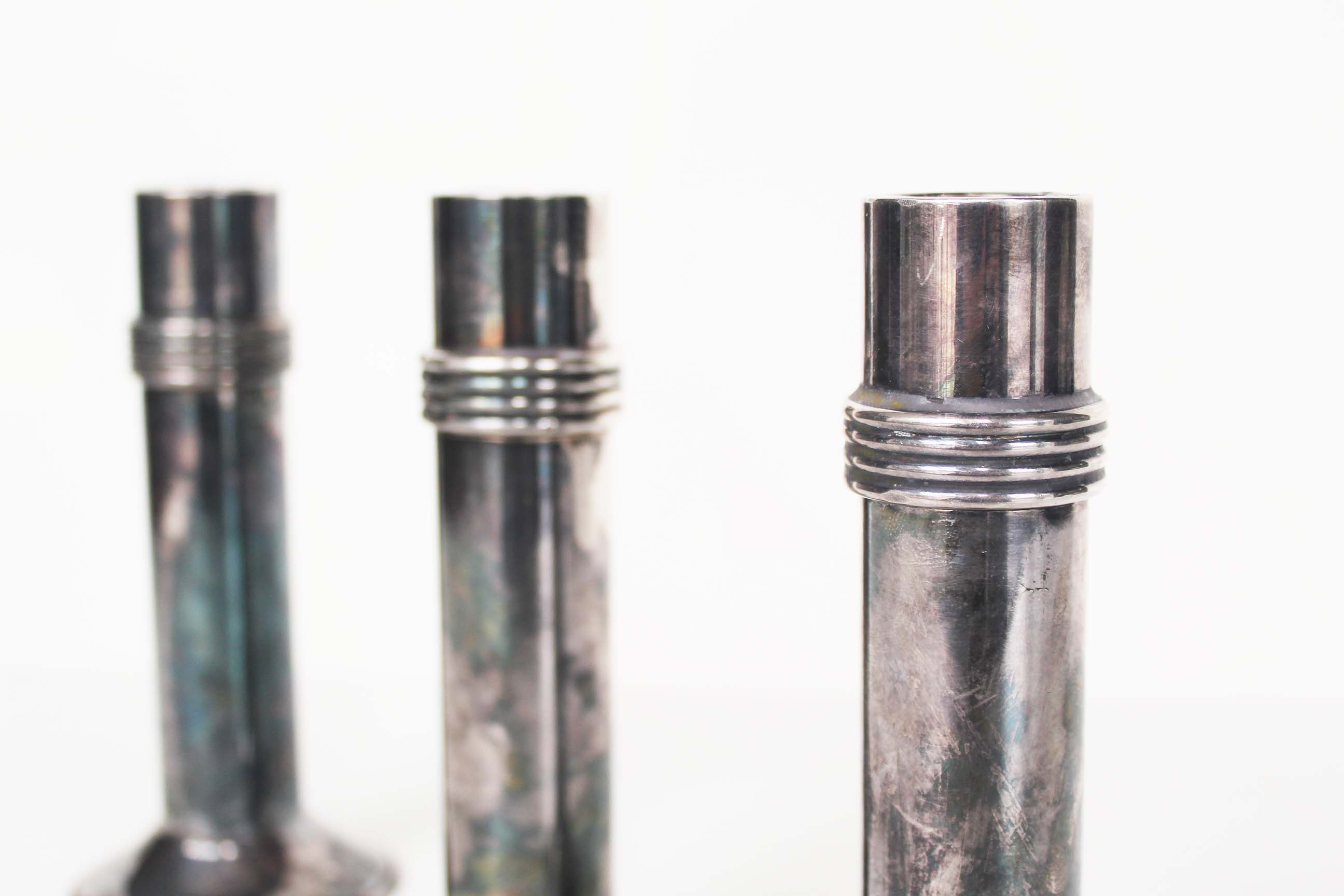 Rare set of silver plated Art deco candle holders by Christian Dior, France 1950's