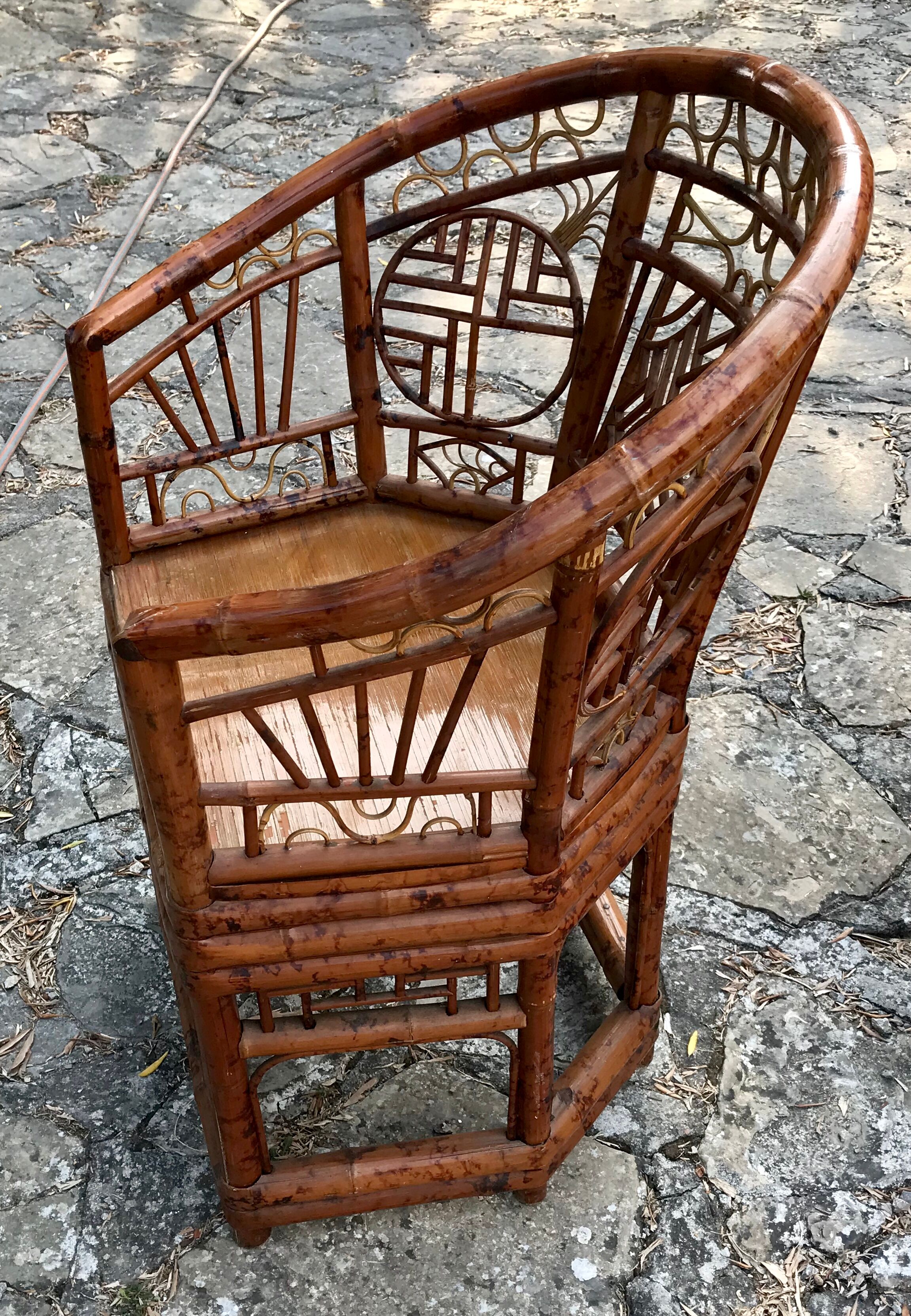 Paire de fauteuils vintage rotin et bambou