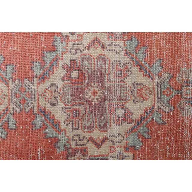 Vintage Turkish Oushak Handmade Wool Cotton Red Runner 85x277