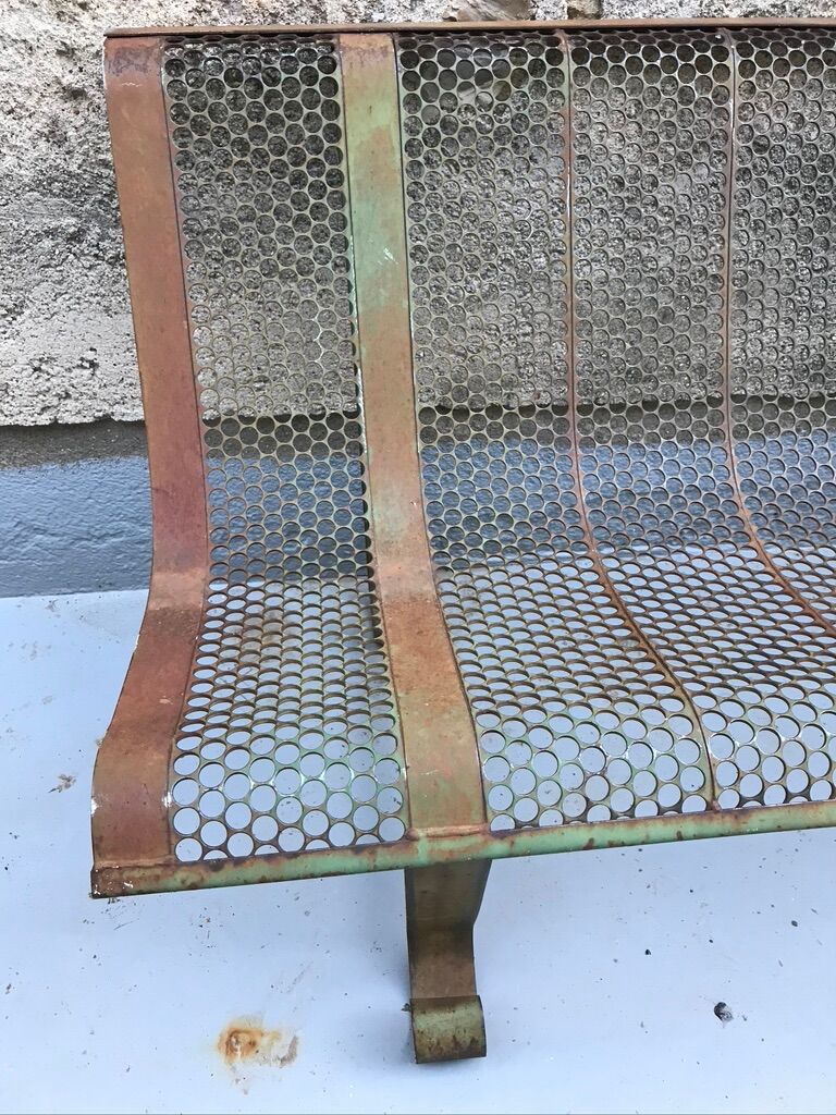 Garden bench perforated metal René Malaval 1950/60