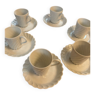 Lot of 6 white Limoges porcelain coffee cups from the Haviland factory