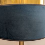 Brass lamp with asymmetrical velvet shade