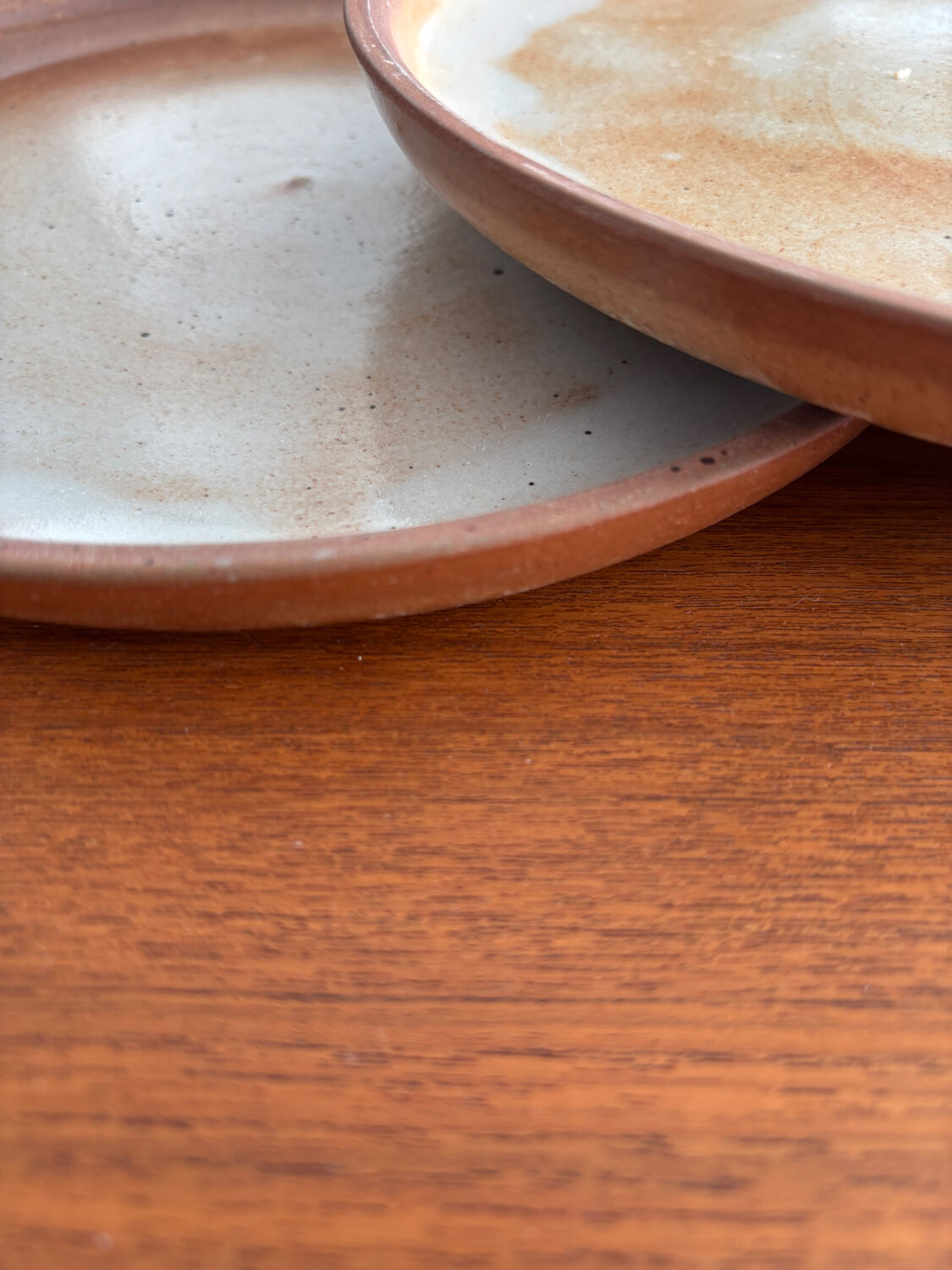 Natural stoneware plate 1970 vintage ceramic beige