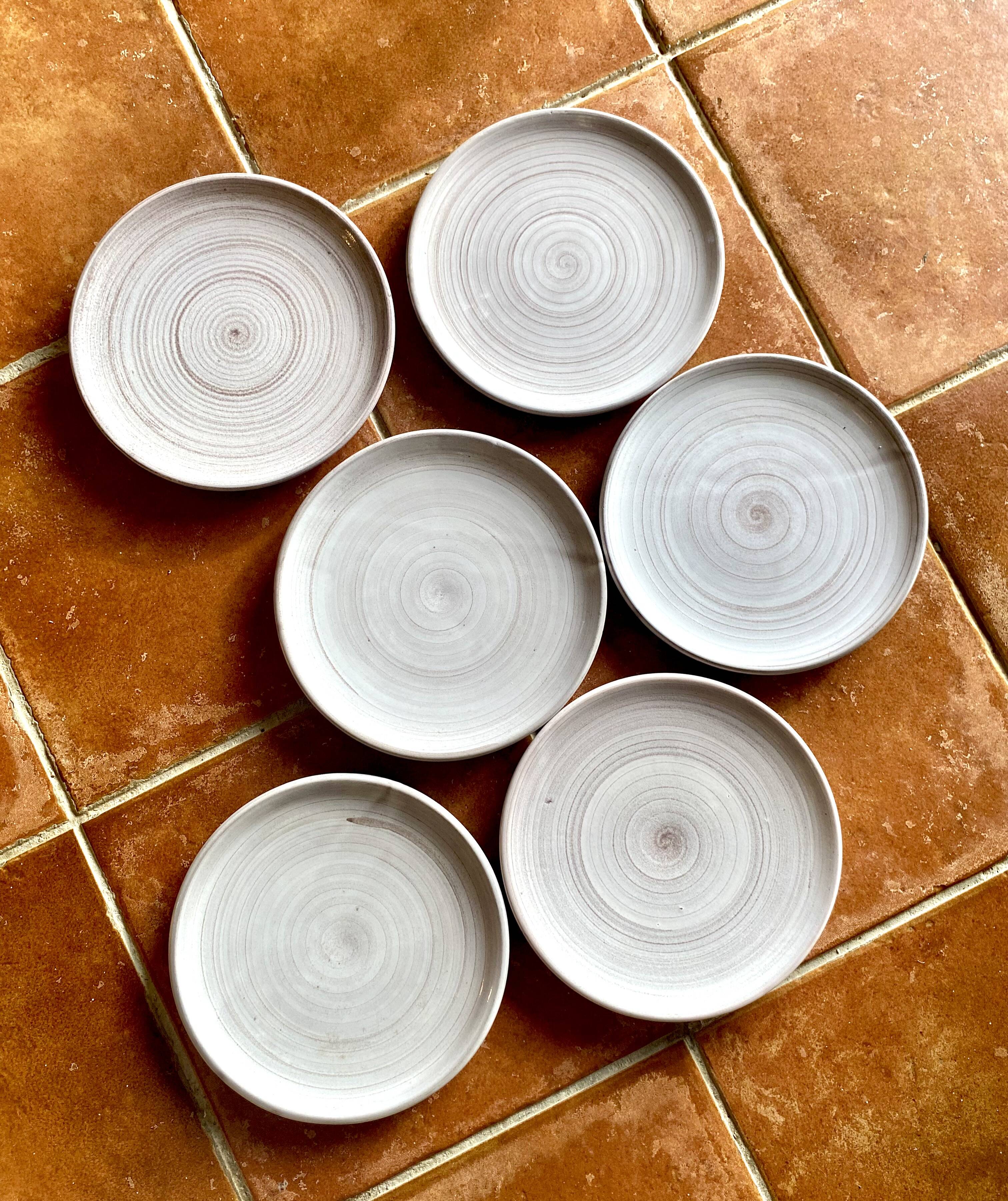 6 glazed stoneware plates, Denmark