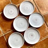 6 glazed stoneware plates, Denmark