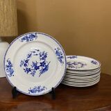 Set of 12 Tournai porcelain plates, Boch Frères, fly decor