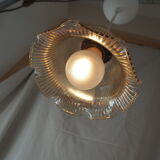 Striated tulip-shaped pendant light, in smoked glass