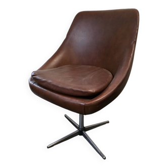 Fauteuil pivotant pied en métal chromé des années 70