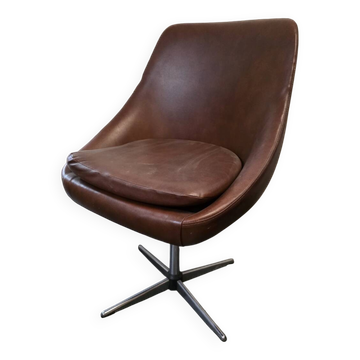 Fauteuil pivotant pied en métal chromé des années 70