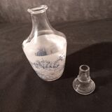 Vintage glass liqueur decanter décor on the banks of the Loire