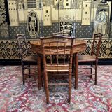 Ensemble table et 4 chaises en bois effet bambou