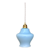Vintage blue opaline globe pendant light