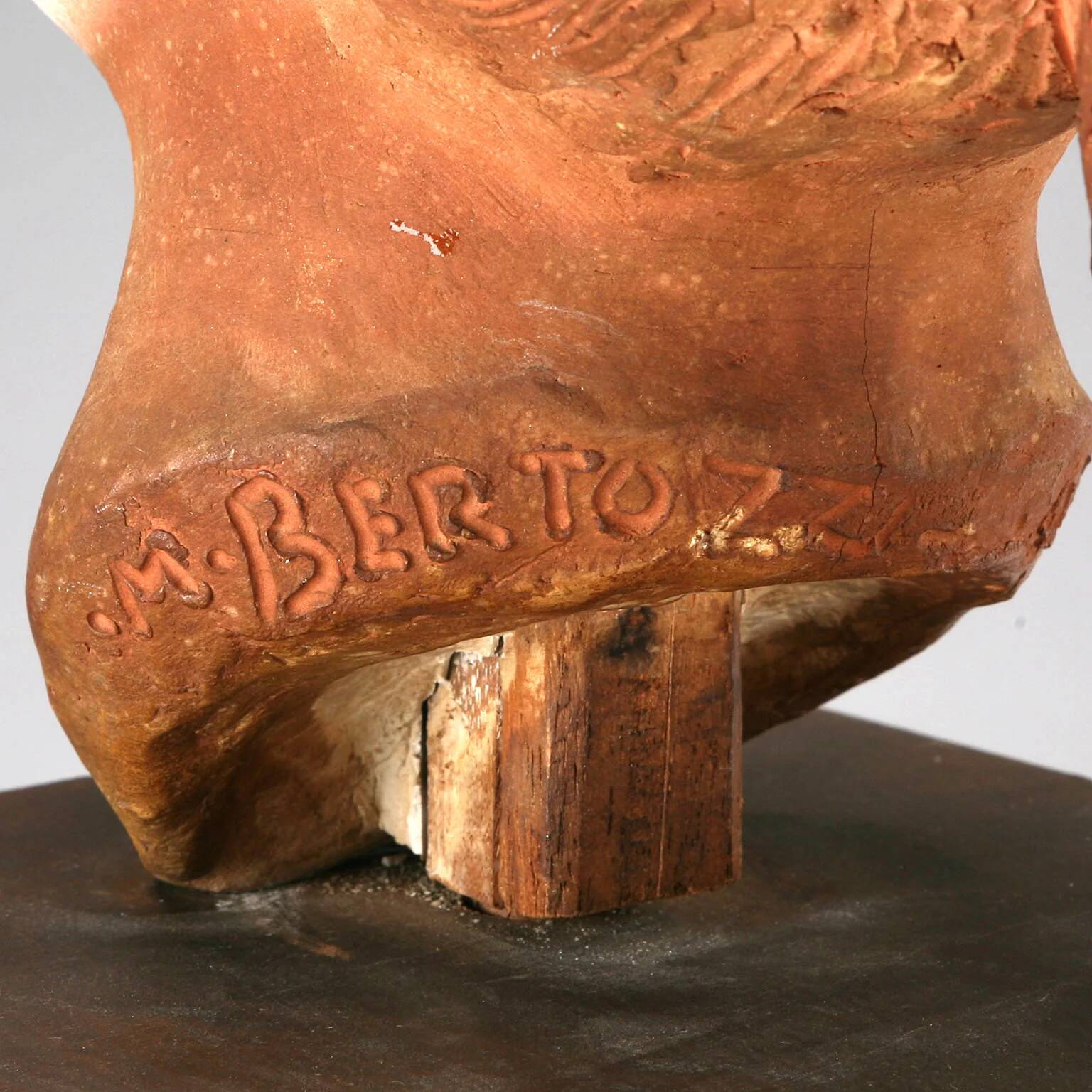 Sculpture moderne tête de jeune fille signée Mario Bertozzi Italie années 1960