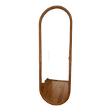 Miroir mural ovale en rotin, miroir du milieu du siècle, miroir Kama en rotin