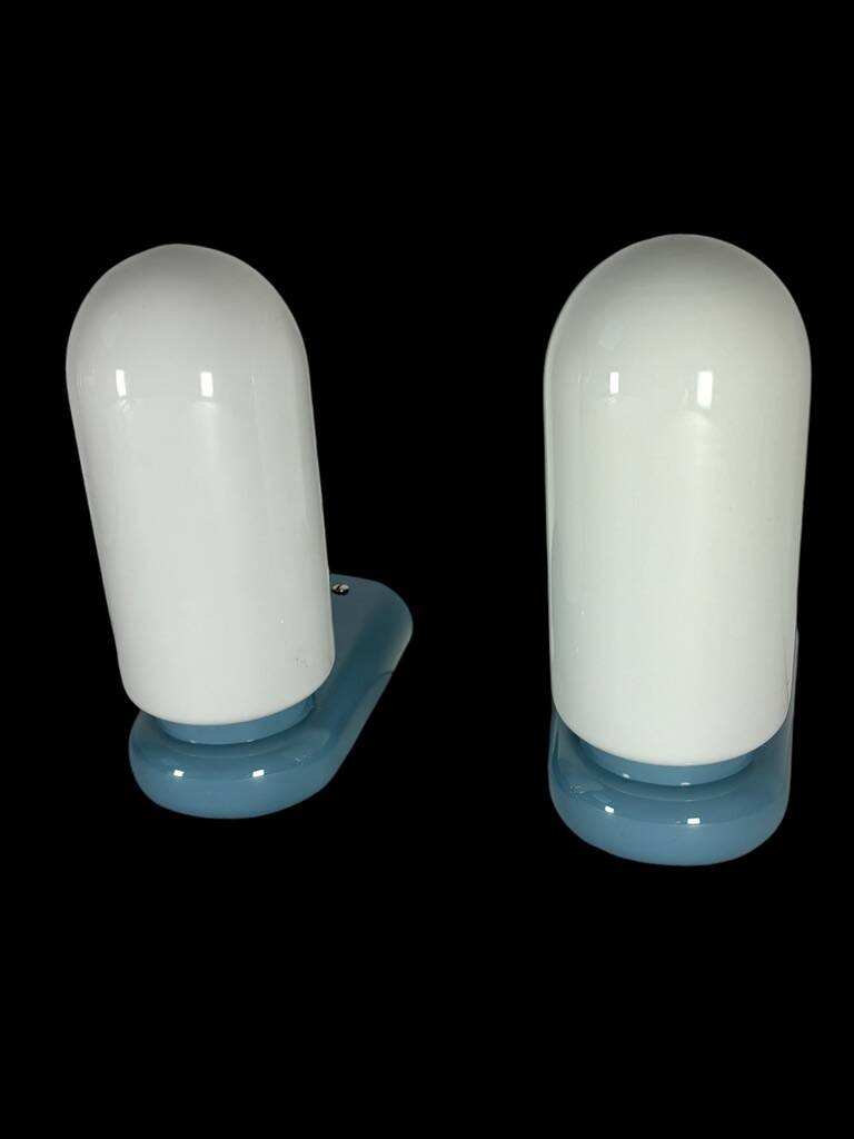Dietsche blue wall lights Germany Bathroom 1980 x2