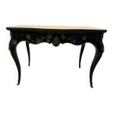 Louis XV style console table in blackened wood.