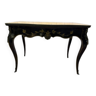 Louis XV style console table in blackened wood.