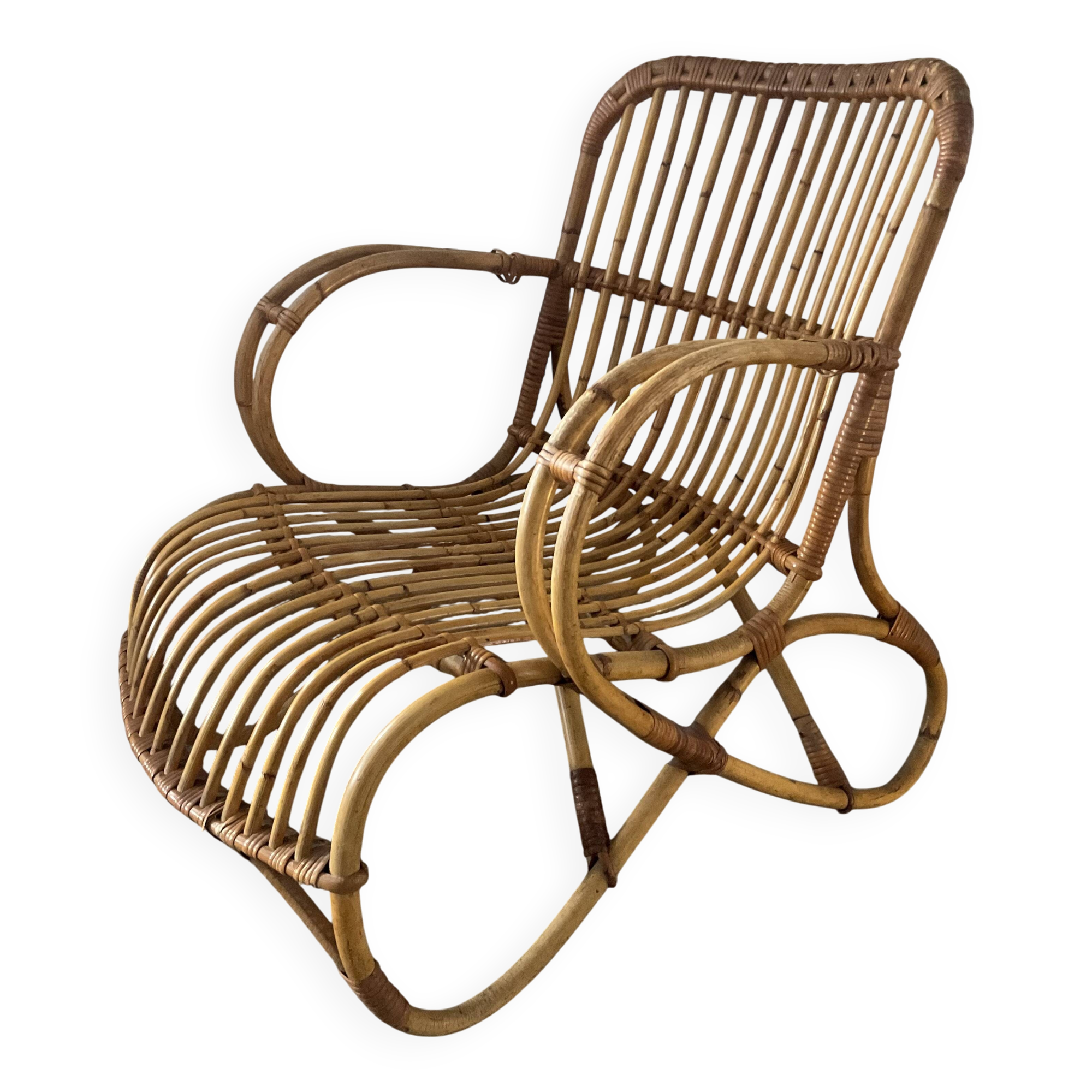1970s rattan children's armchair