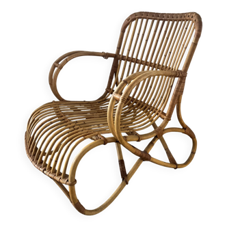 1970s rattan children's armchair