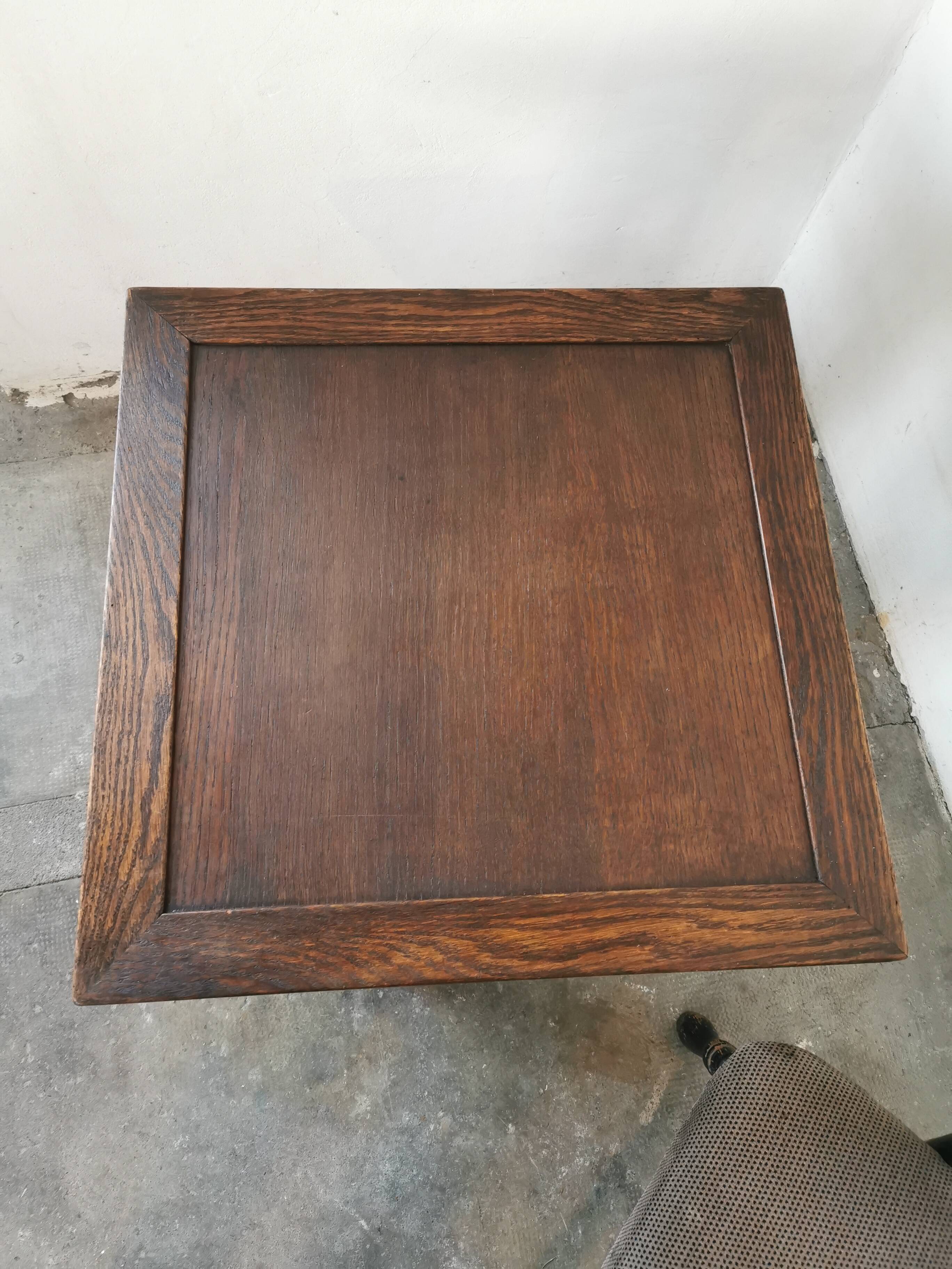 Arts and crafts style oak side table, 1950s