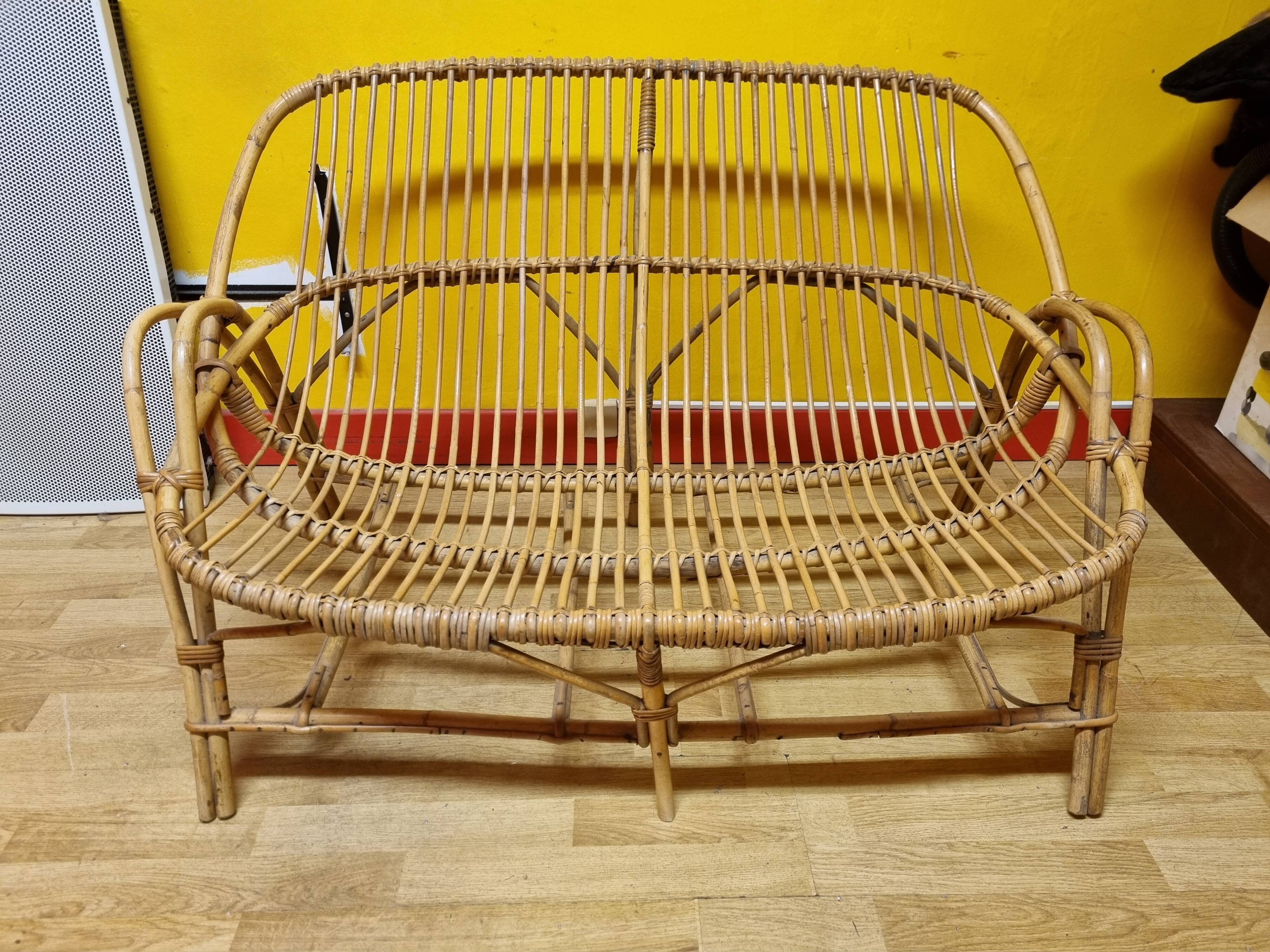 Rattan sofa bench year 70