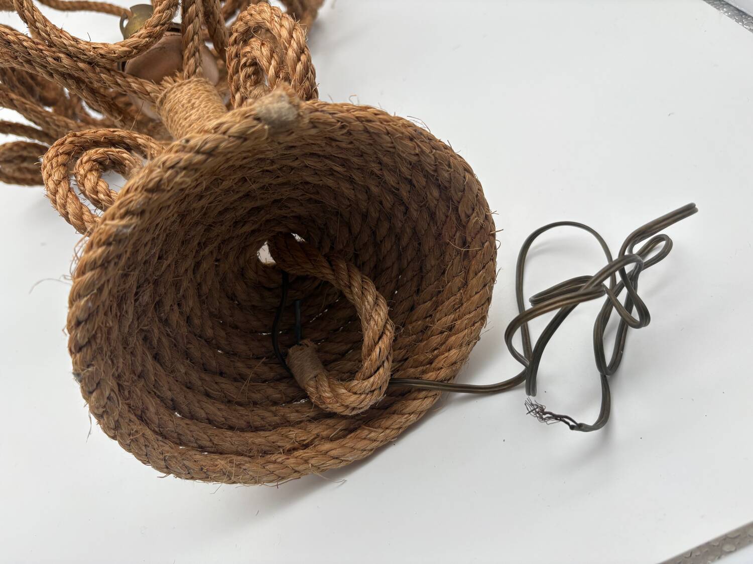 Audoux Minet rope lantern pendant light, 1950s