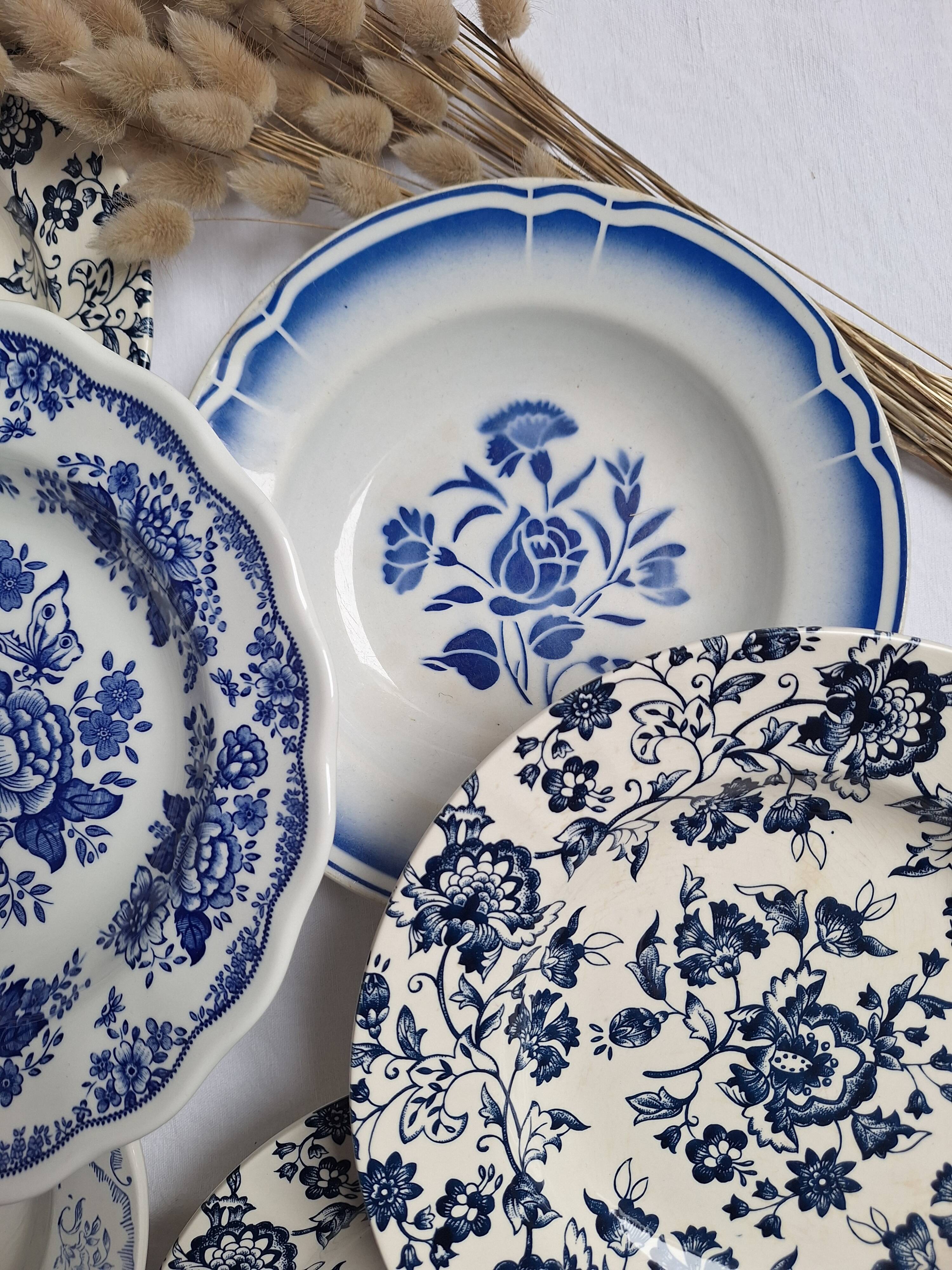 Vintage blue soup plates