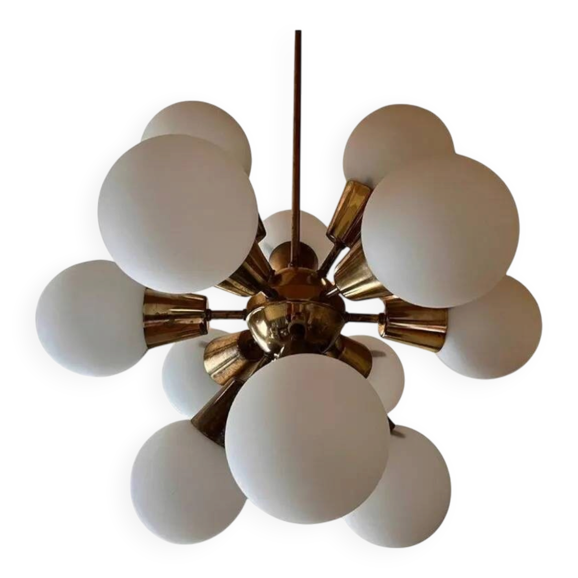 Space Age brass Design Chandelier Sputnik by Kamenicky Senov, 1970s